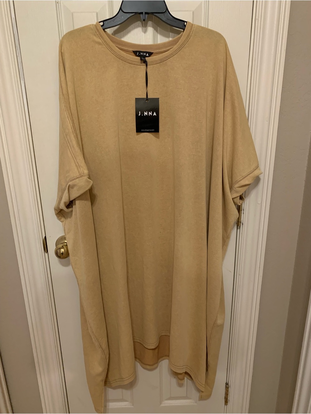 J.NNA Oversized Tunic Dress in Camel Poncho Style Cotton T Shirt Material Large